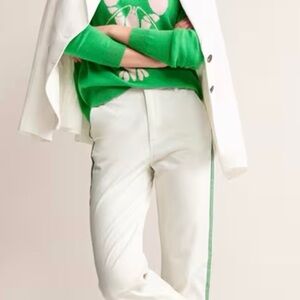 Boden Barnsbury side striped chinos ivory/green Size 12R